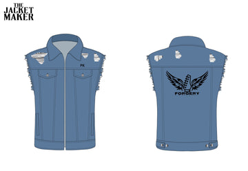 Custom Paul Kendall Denim Vests x 8