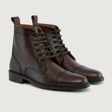Knight Derby Burnished Brown Leather Boots - StudGuard