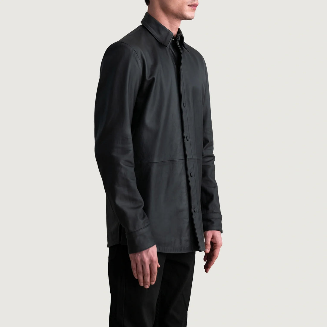 Haven Matte Black Leather Shirt