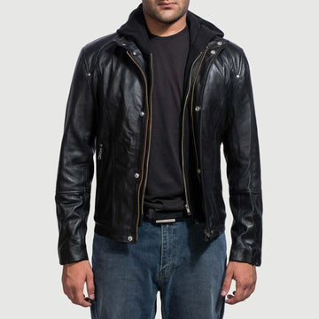 [FS] Highschool Black Hooded Leather Jacket