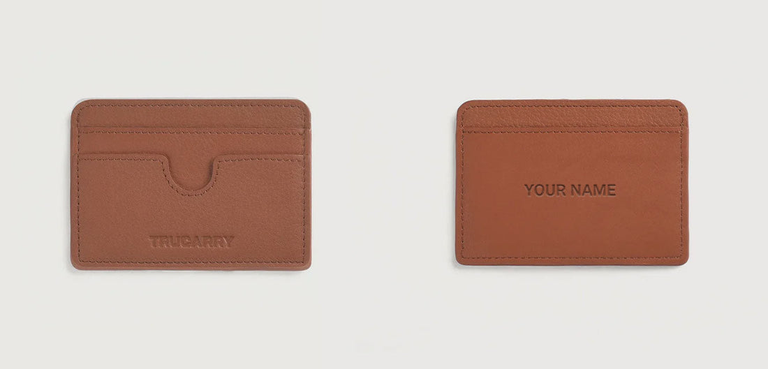 Personalized Leather Card Holder With Name/Initials Engraving - Add On